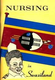 Book cover with title and author and the flag of Swaziland with a nurse in the foreground 