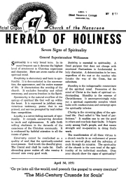 Title Page of Herald of Holiness - April 30, 1951