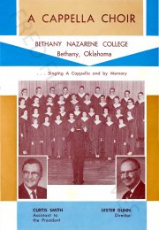 Bethany Nazarene College A Cappella Choir Annual Tour 1962-1963