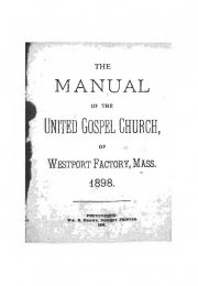 The Manual of the United Gospel Church, of Westport Factory, Mass. 1898.