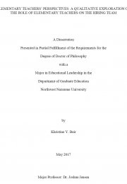 Elementary teachers' perspectives: a qualitative exploration of the role of elementary teachers on the hiring team