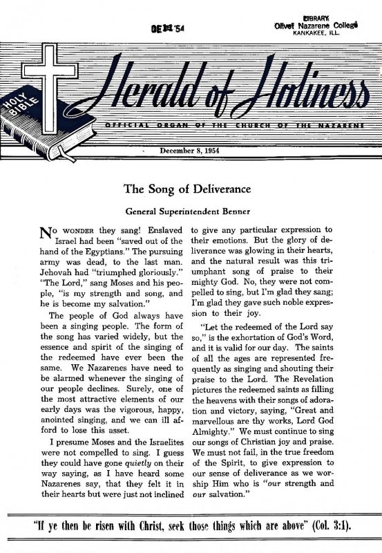 Title Page of Herald of Holiness - December 8, 1954