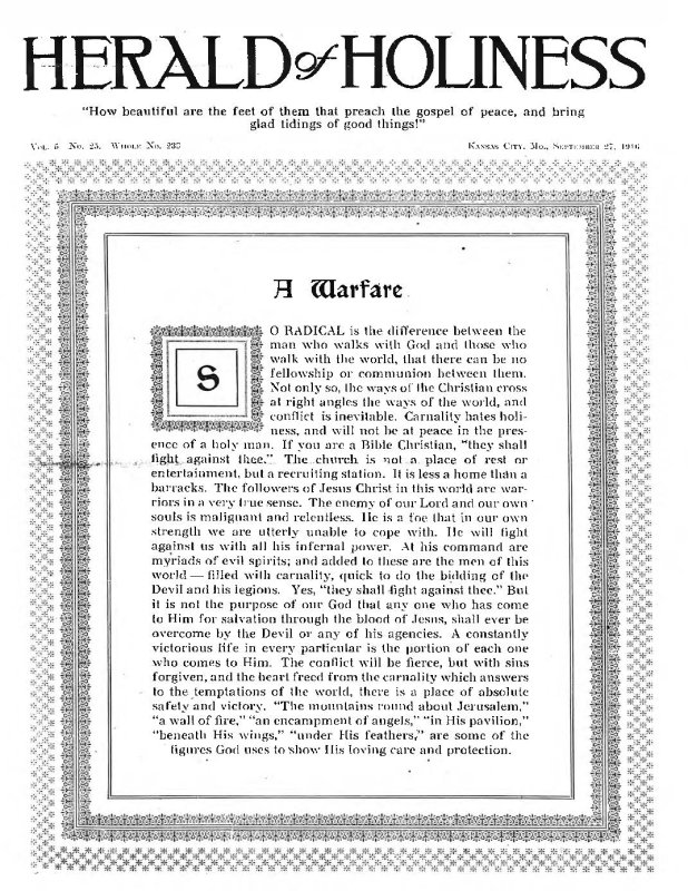 Title Page of Herald of Holiness - September 27, 1916