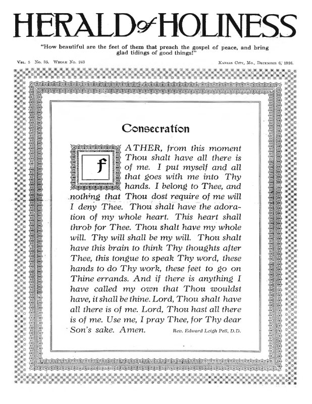 Title Page of Herald of Holiness - December 6, 1916