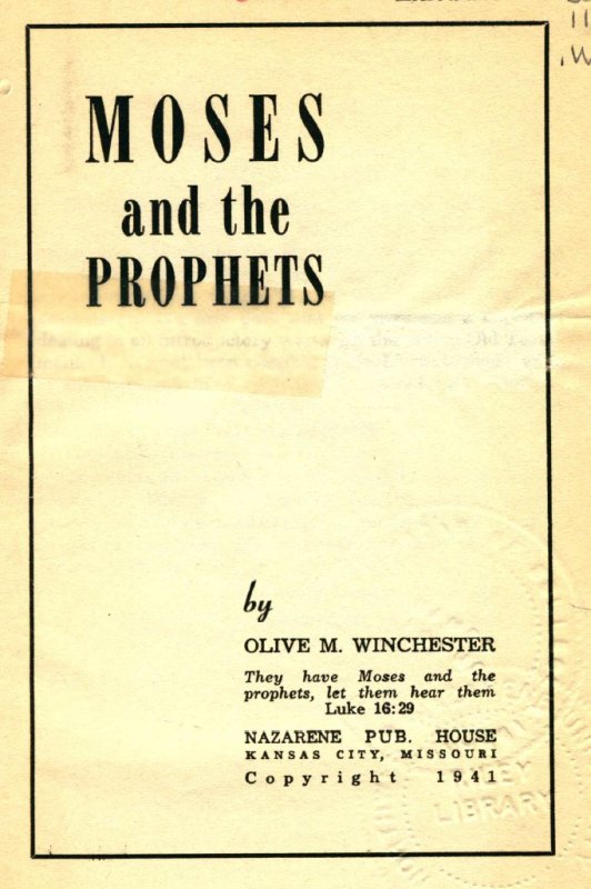 Title page of book Moses and the Prophets