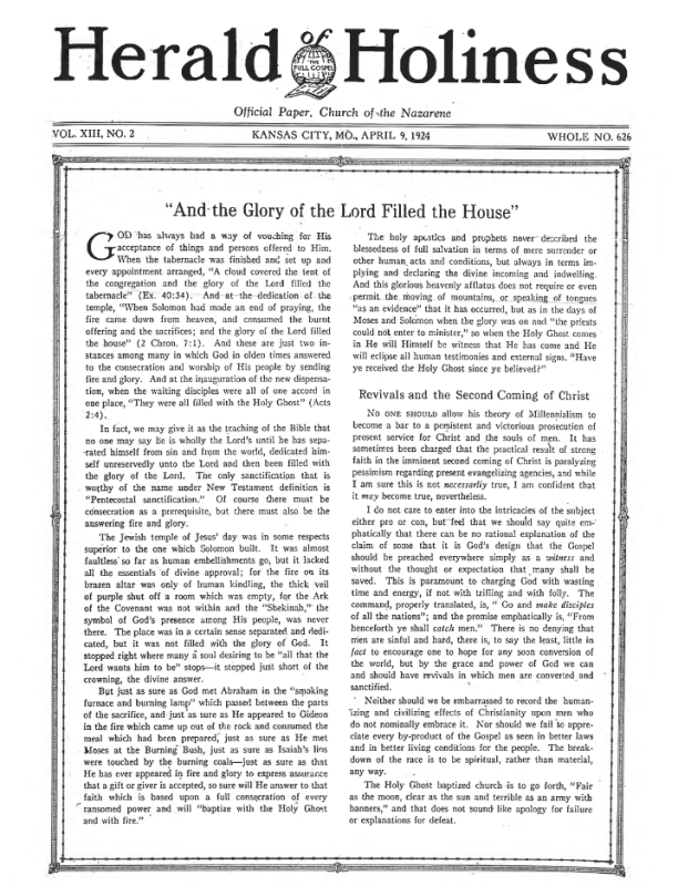 Herald of Holiness - April 9, 1924