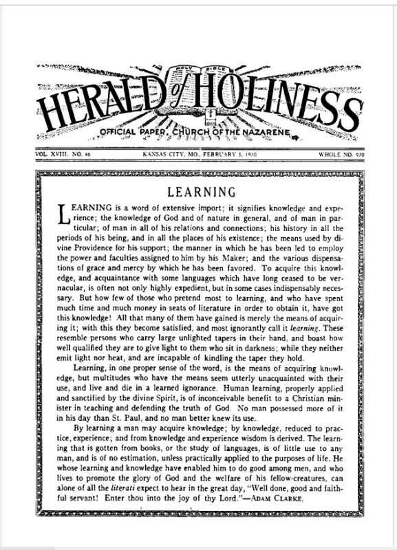 Front page of Herald of Holiness - February 5, 1930