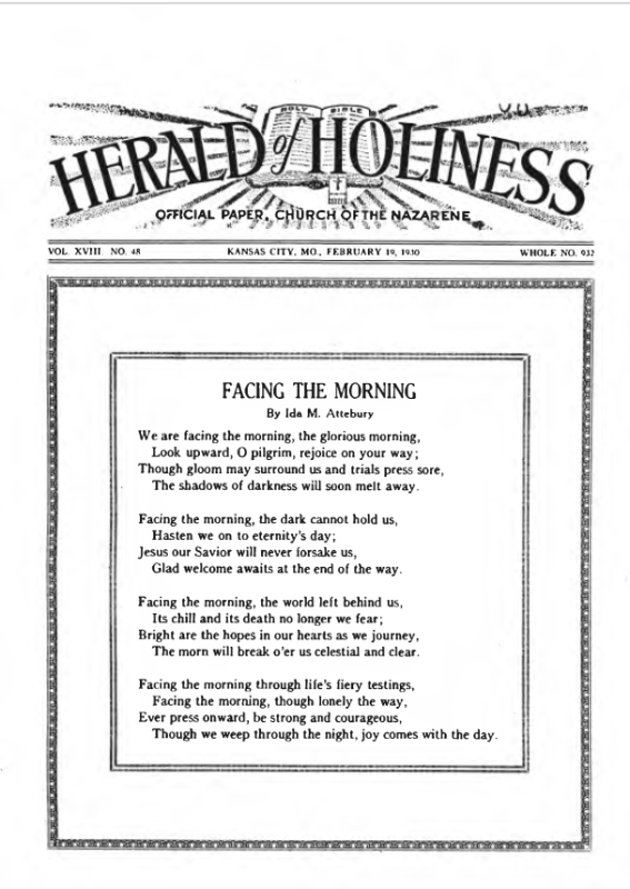 Front page of Herald of Holiness - February 19, 1930