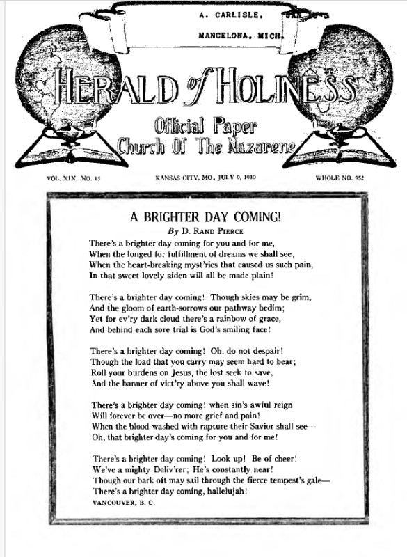 Front page of Herald of Holiness - July 9, 1930