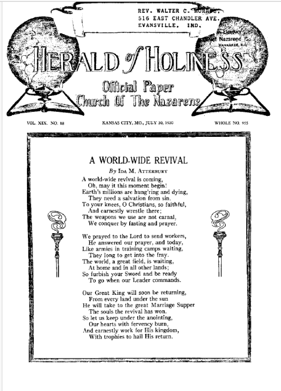 Front page of Herald of Holiness - July 30, 1930