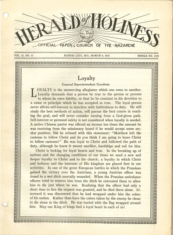 HERALD OF HOLINESS - March 9, 1935