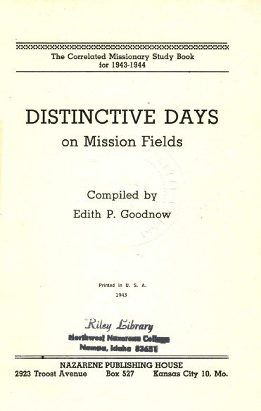 Distinctive Days on Mission Fields