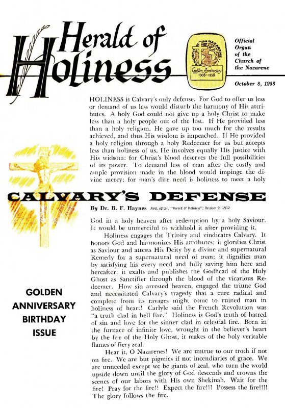 Herald of Holiness - October 8, 1958