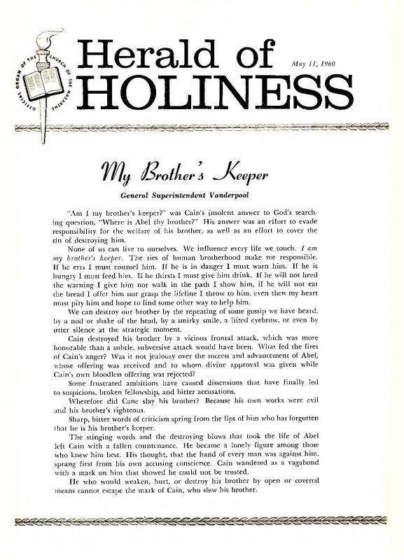 Herald of Holiness - May 11, 1960