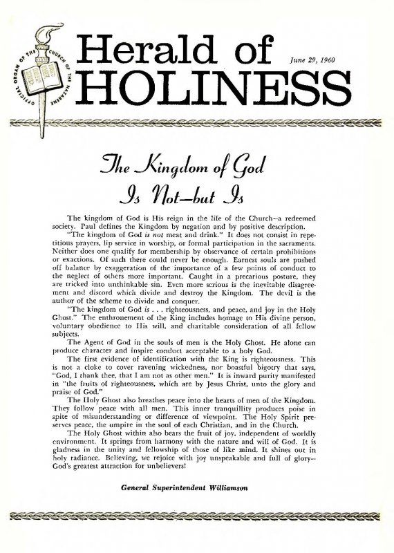 Herald of Holiness - June 29, 1960