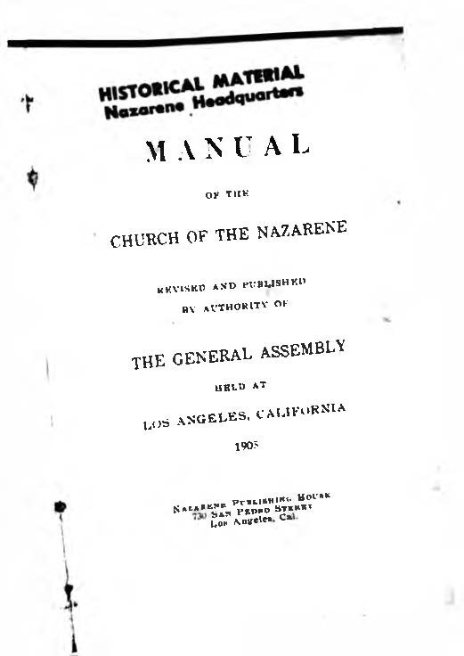 Manual of the Church of the Nazarene (Los Angeles) 1905