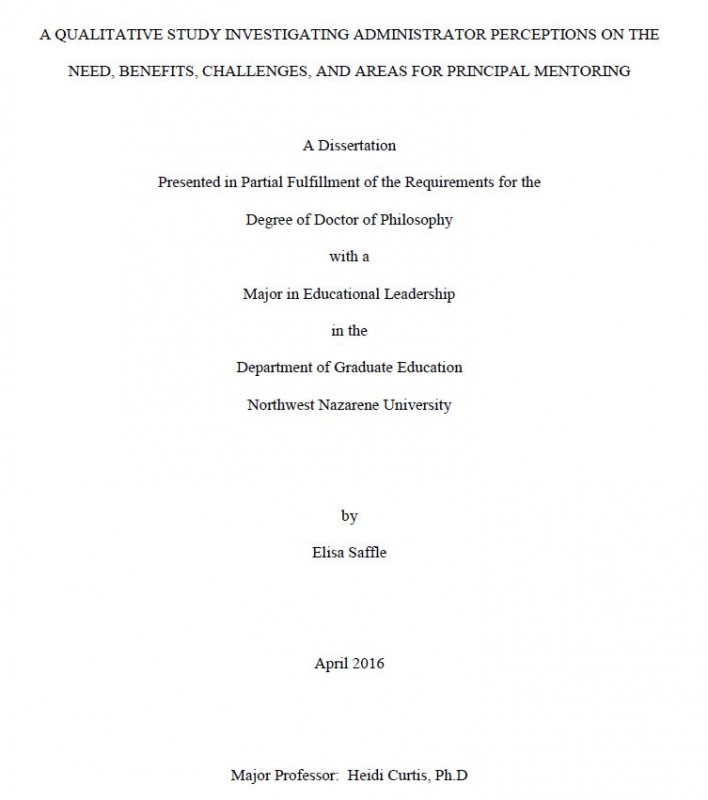 A qualitative study investigating administrator perceptions on the need, benefits, challenges, and areas for principal mentoring