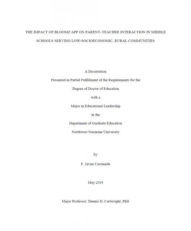 The impact of Bloomz app on parent-teacher interaction in middle schools serving low-socioeconomic, rural communities