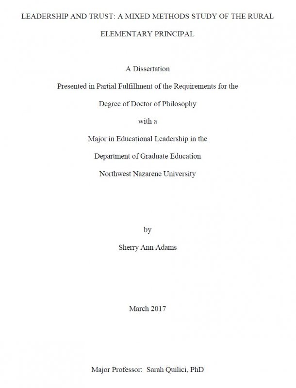 Leadership and trust: a mixed methods study of the rural elementary principal